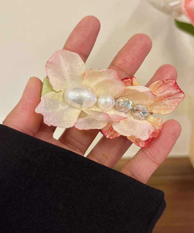 Pink Alloy Floral Cute Cloth Zircon Acrylic Hairpin