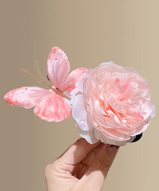 Floral Butterfly Cloth Pink Hairpin Cute