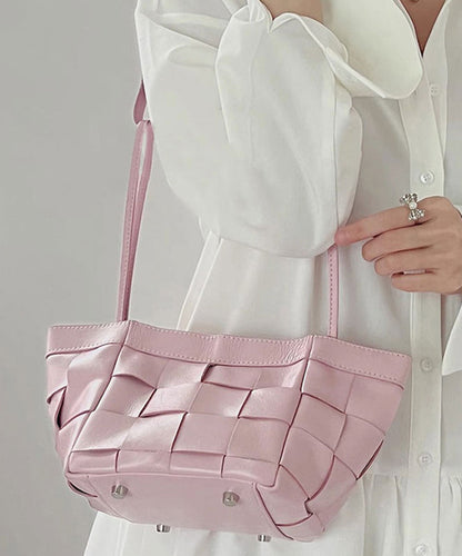 Cute Pink Faux Leather Braid Satchel Handbag UU1072