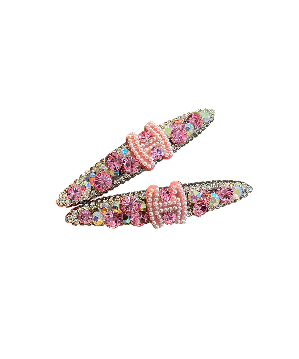 Metal Pearl Hairpin Zircon Pink Graphic Cute