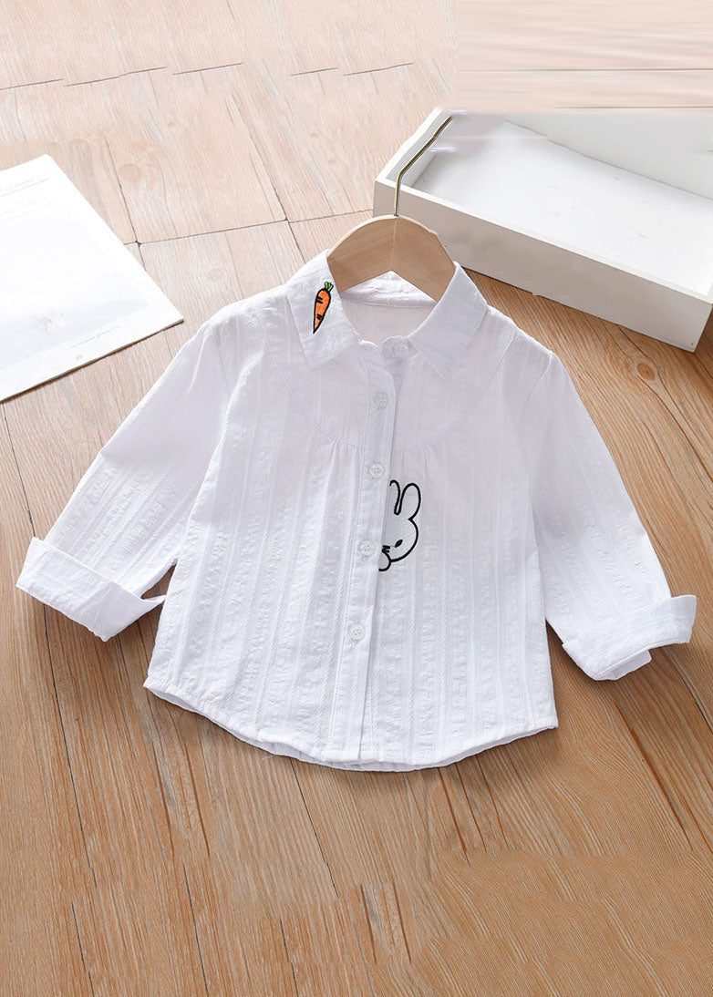 Cute Pink Peter Pan Collar Patchwork Button Kids Shirt Long Sleeve SS1006