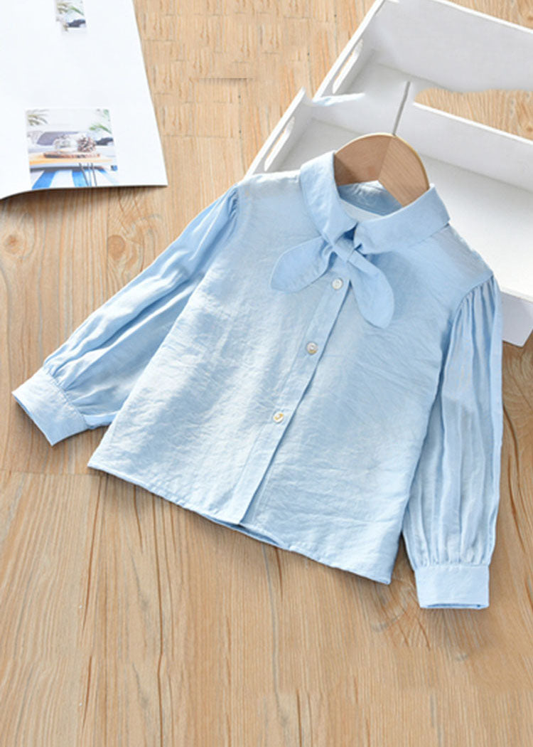 Cute Pink Peter Pan Collar Patchwork Button Kids Shirt Long Sleeve SS1006