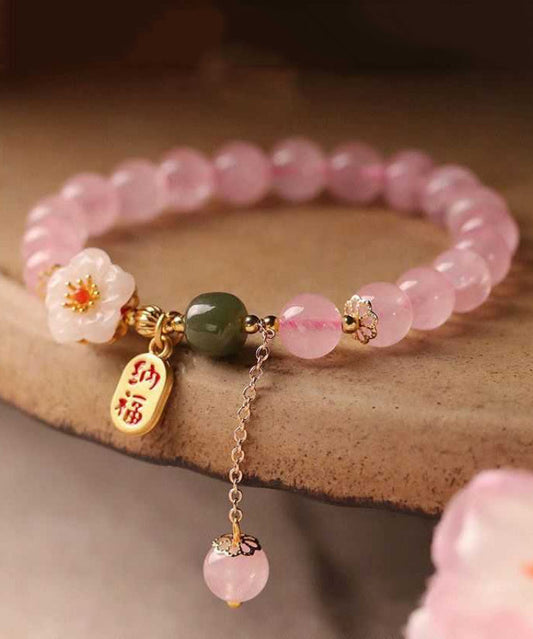 Crystal Charm Alloy Silver Pink Peach Sterling Blossom Cute