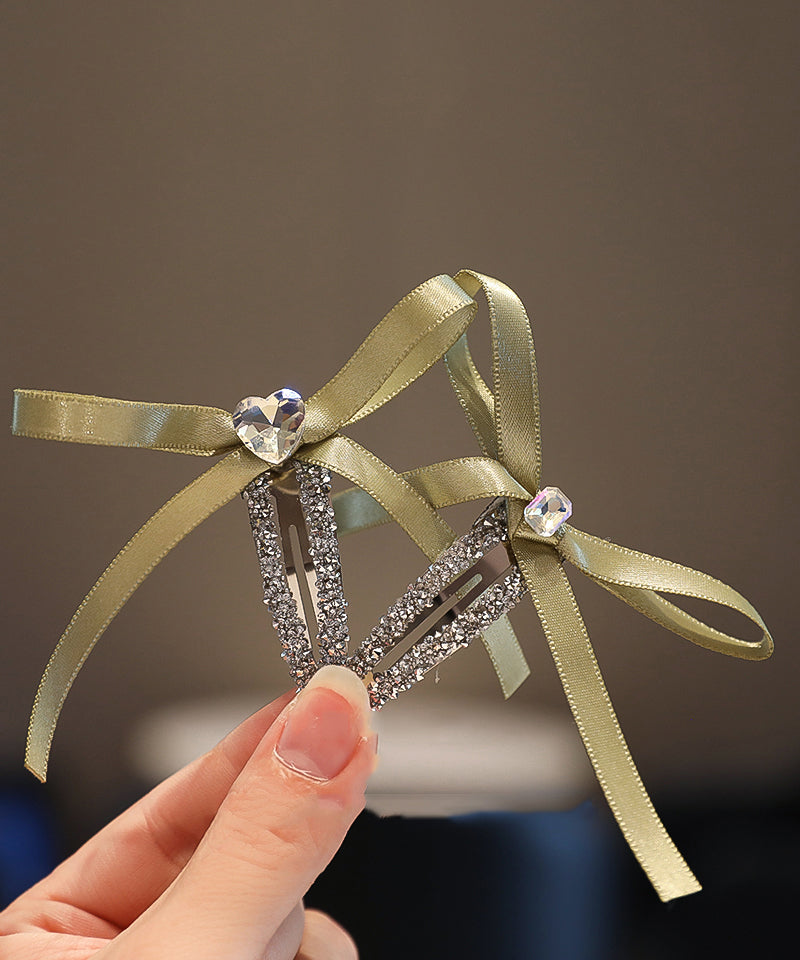 Art Cute Bow Zircon Fabric Purple Hairpin