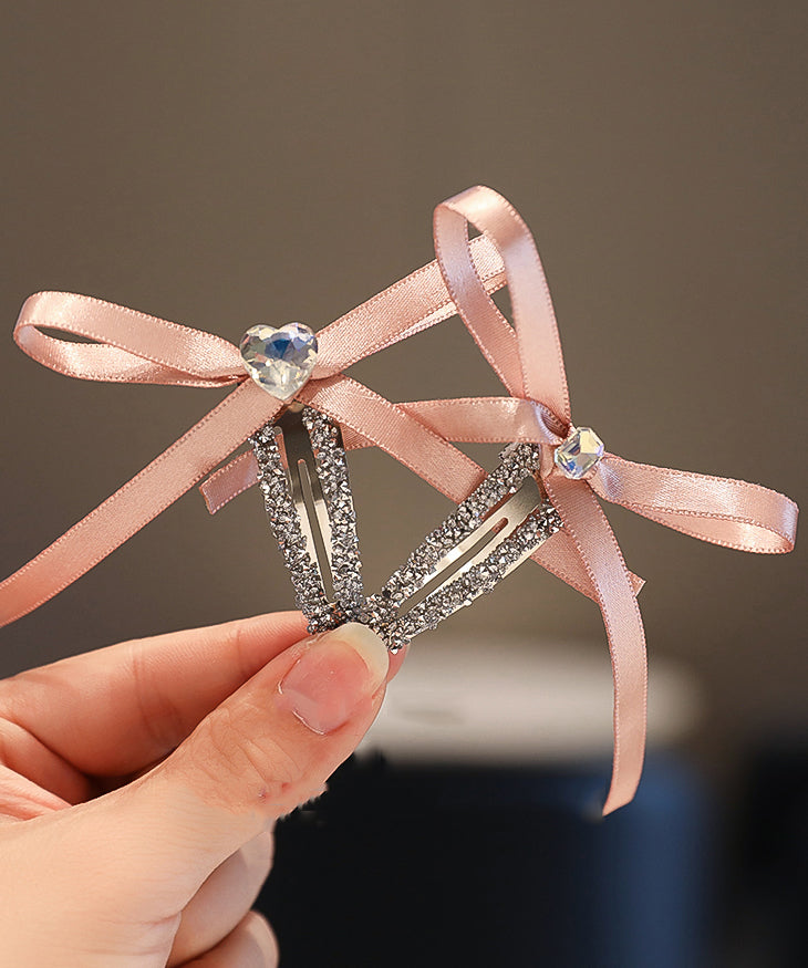 Art Cute Bow Zircon Fabric Purple Hairpin