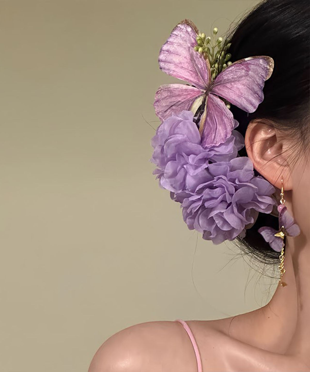 Purple Hairpin Cute Floral Butterfly Sterling Silver Overgild