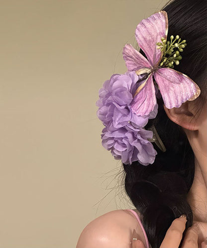 Purple Hairpin Cute Floral Butterfly Sterling Silver Overgild