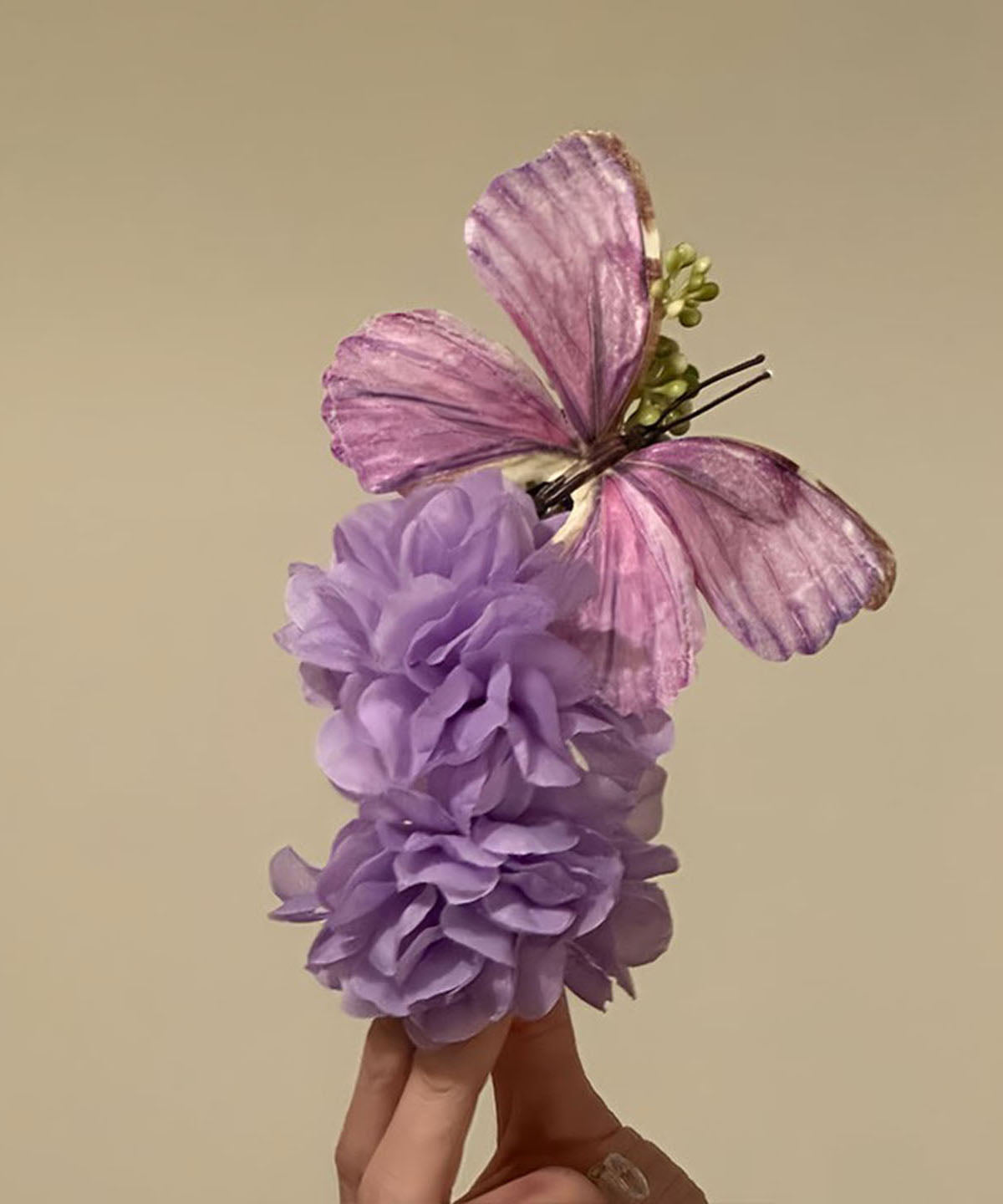 Purple Hairpin Cute Floral Butterfly Sterling Silver Overgild