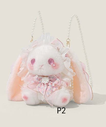 Decorated Faux Bag Rabbit Cute Bow Doll Fur Backpack