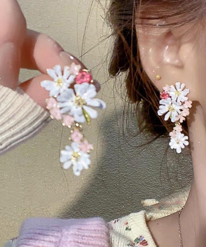 Cute Floral Copper Rainbow Drip Earrings Glaze Drop