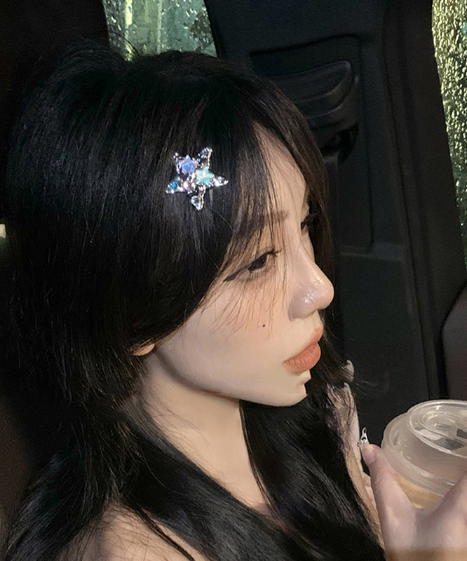 Metal Alloy Crystal Pair Cute A Rainbow Hairpin Star