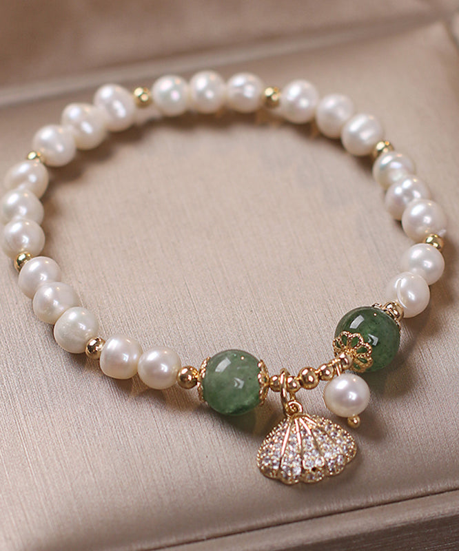 Pearl Bracelet Shell Cute Alloy Red Zircon Charm