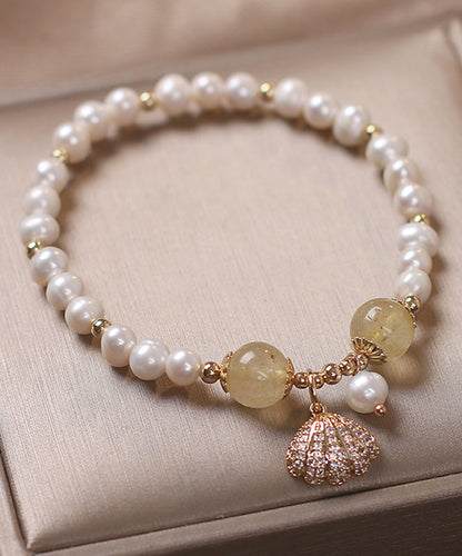 Pearl Bracelet Shell Cute Alloy Red Zircon Charm