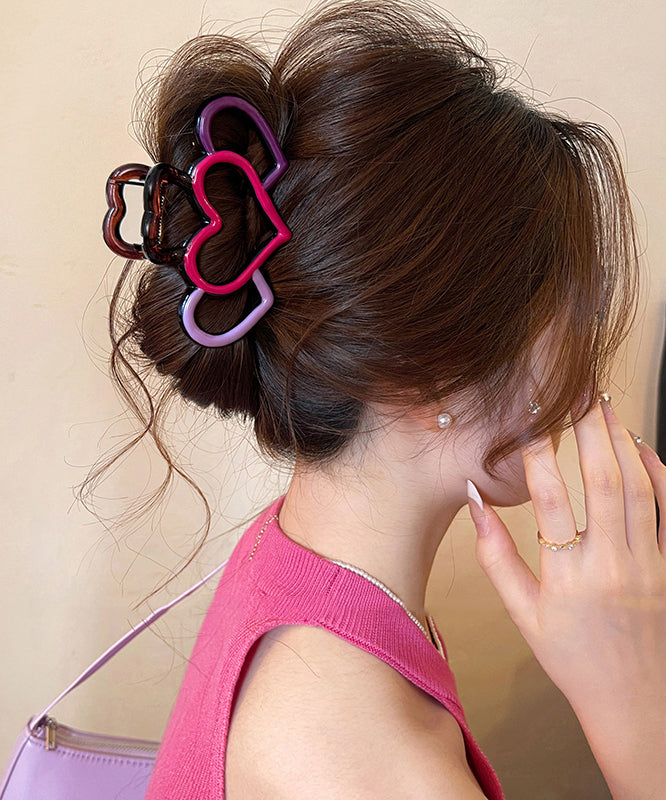 Out Pink Red Hairpin Love Cute Hollow Acrylic