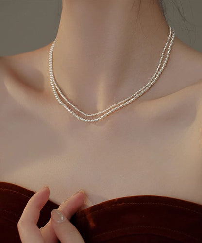 Cute White Alloy Pearl Beadi Gratuated Bead Necklace YA011