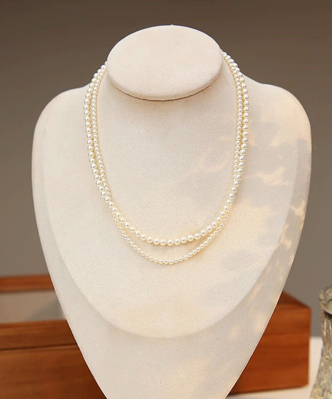 Cute White Alloy Pearl Beadi Gratuated Bead Necklace YA011