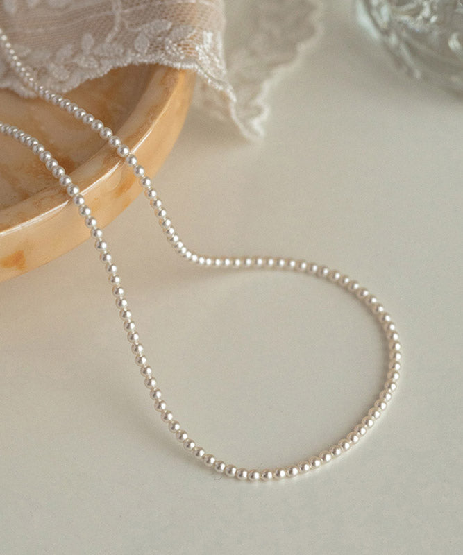 Cute White Alloy Pearl Beadi Gratuated Bead Necklace YA011