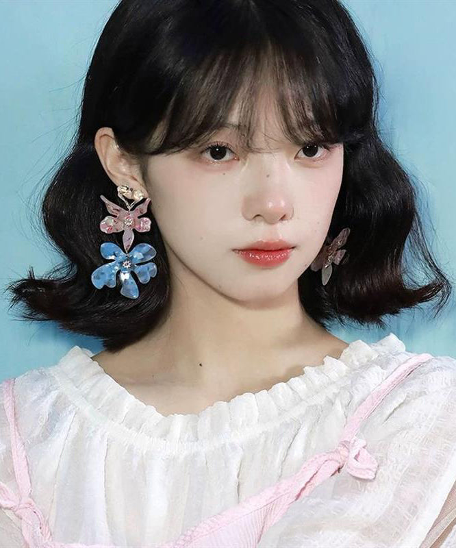 Drop Iris Resin Colorblock Earrings DIY Alloy