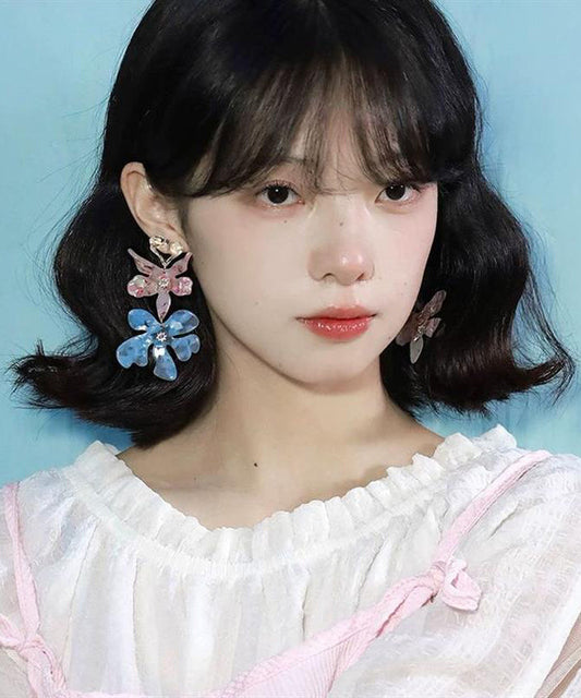 Drop Iris Resin Colorblock Earrings DIY Alloy