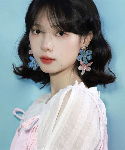 Drop Iris Resin Colorblock Earrings DIY Alloy