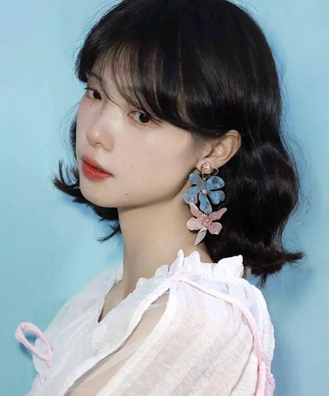 Drop Iris Resin Colorblock Earrings DIY Alloy