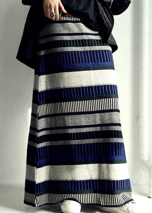 A DIY Skirts Fall Colorblock Line Striped Knit