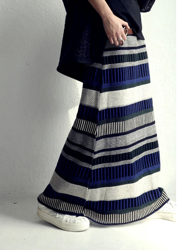 A DIY Skirts Fall Colorblock Line Striped Knit