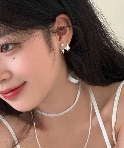 DIY Gold Earrings Pearl Star Overgild Stud Sea Conch Copper