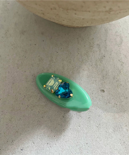 A Hairpin Pair DIY Love Green Acrylic Zircon