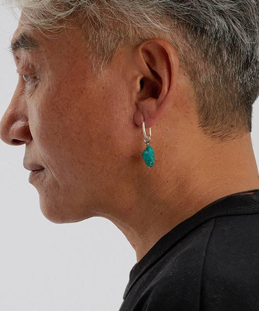 Earrings Drop Green Turquois Sterling Single DIY Silver