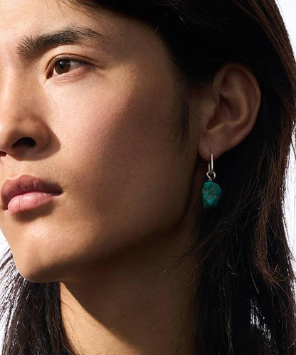 Earrings Drop Green Turquois Sterling Single DIY Silver