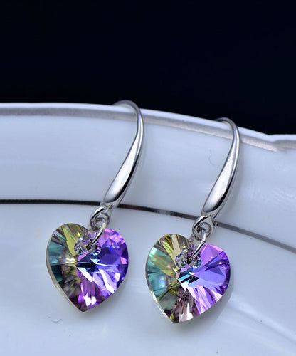 DIY Purple Love Crystal Drop Earrings KX1077