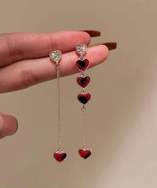 Love Red Zircon Sterling DIY Tassel Silver Alloy Asymmetrical