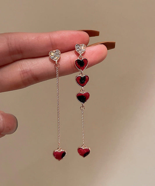 Love Red Zircon Sterling DIY Tassel Silver Alloy Asymmetrical