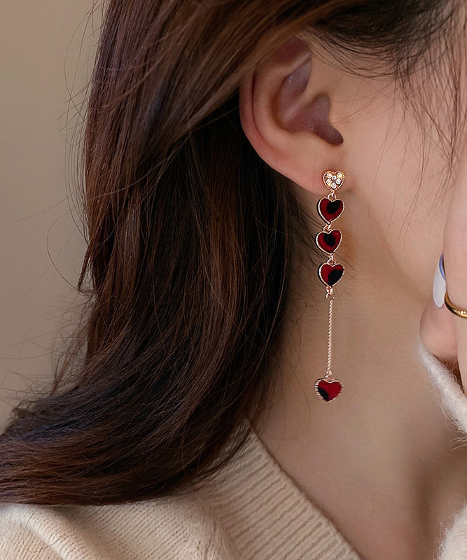 Love Red Zircon Sterling DIY Tassel Silver Alloy Asymmetrical