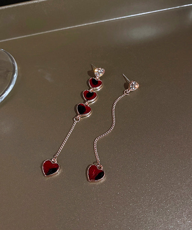 Love Red Zircon Sterling DIY Tassel Silver Alloy Asymmetrical