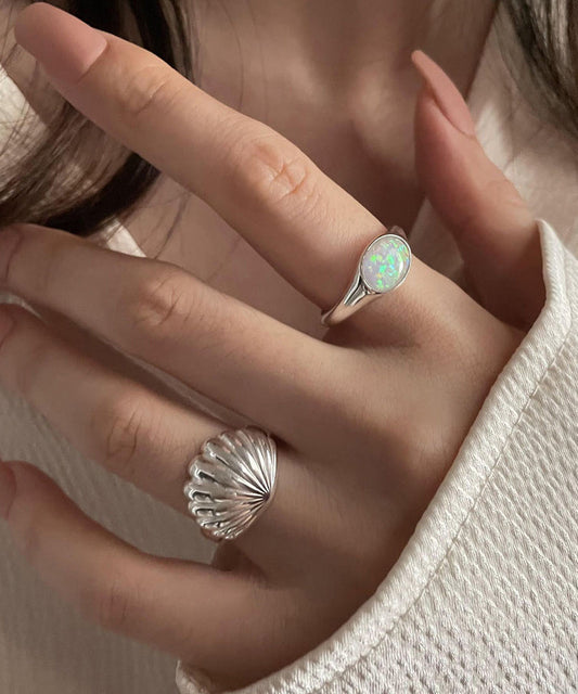 Silk Shell Two-Piece Sterling DIY Silver Rings Set