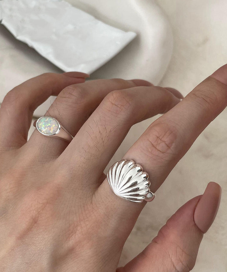 Silk Shell Two-Piece Sterling DIY Silver Rings Set
