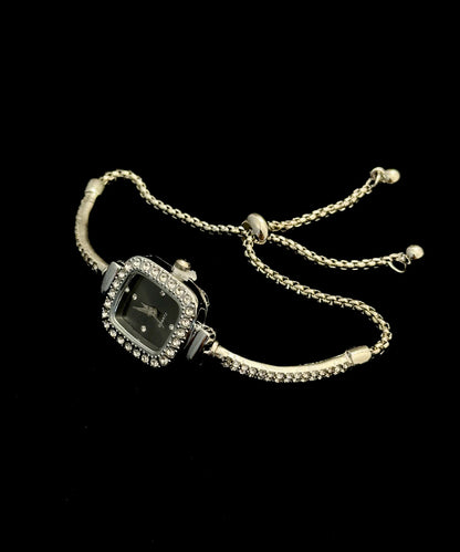 Tassel Zircon Steel White Watches Stainless Square DIY