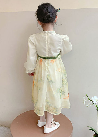 Tie Kids Waist Collar Stand Patchwork Yellow DIY Long Chiffon