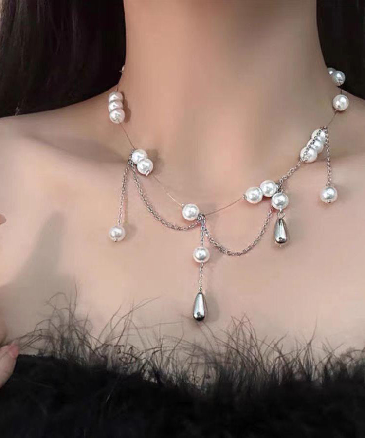 Silver Princess Pearl Water Silk Drop Sterling Tassel Dinner