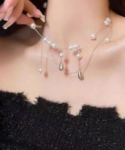 Silver Princess Pearl Water Silk Drop Sterling Tassel Dinner