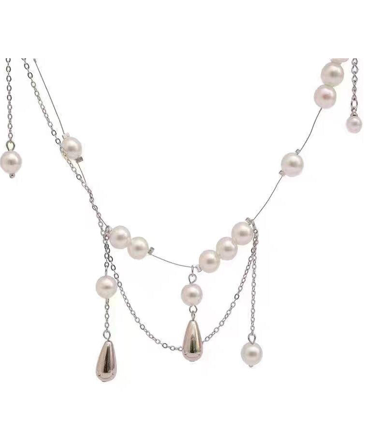 Silver Princess Pearl Water Silk Drop Sterling Tassel Dinner