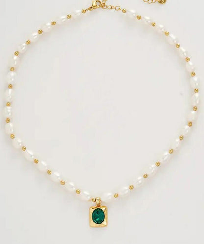 Dinner Pearl Necklace Copper White Overgild Pendant Diamond