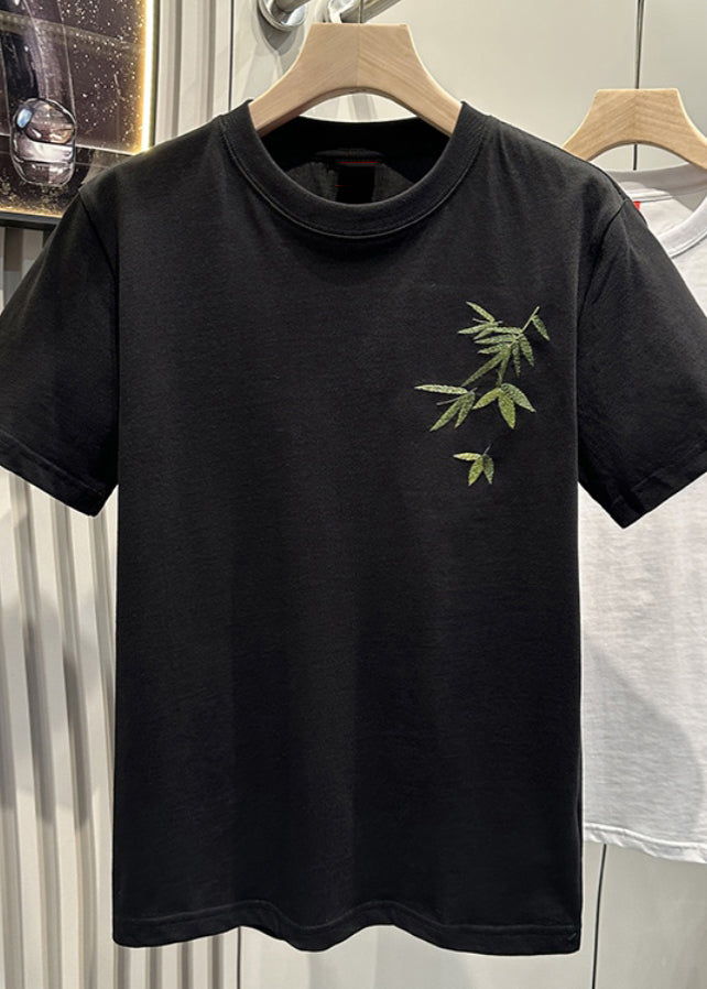 Clothing Men T Embroideried Shirt Diy White Summer Bamboo Casual