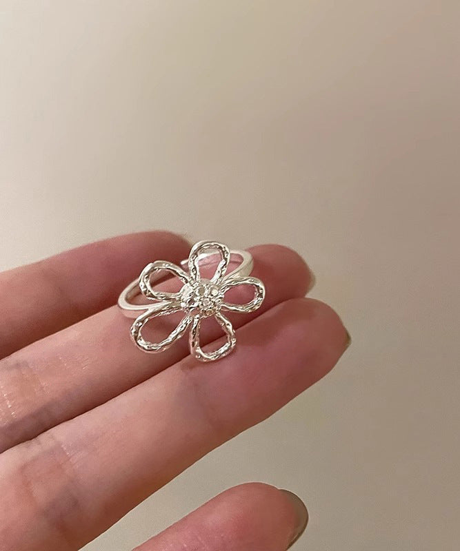 Rings Elegant Floral Gold Set Two Piece Alloy Hollow Out