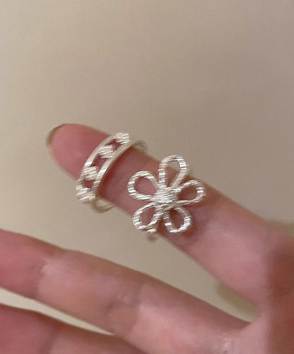 Rings Elegant Floral Gold Set Two Piece Alloy Hollow Out