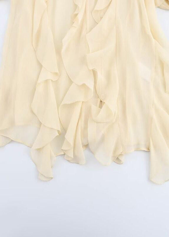 UPF Ruffles 50+ Yellow Light Summer Chiffon Elegant Shirt