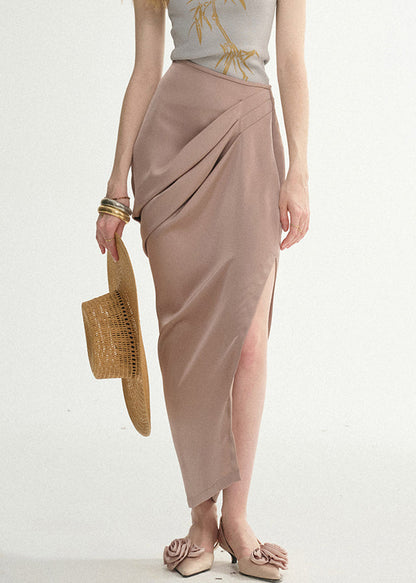 Side Lotus Skirts Open Summer Silk Root Wrinkled Starch Elegant