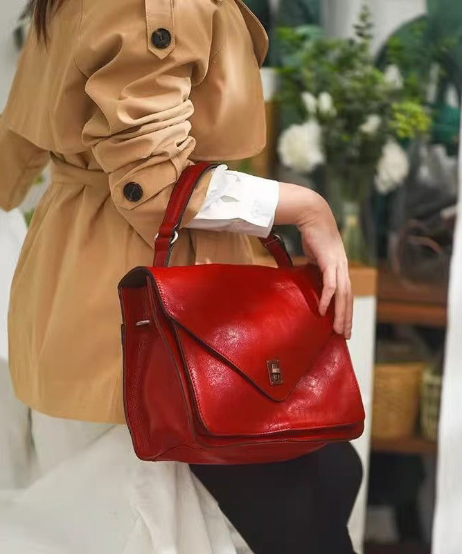 Tote Orange Solid Handbag Leather Elegant Durable